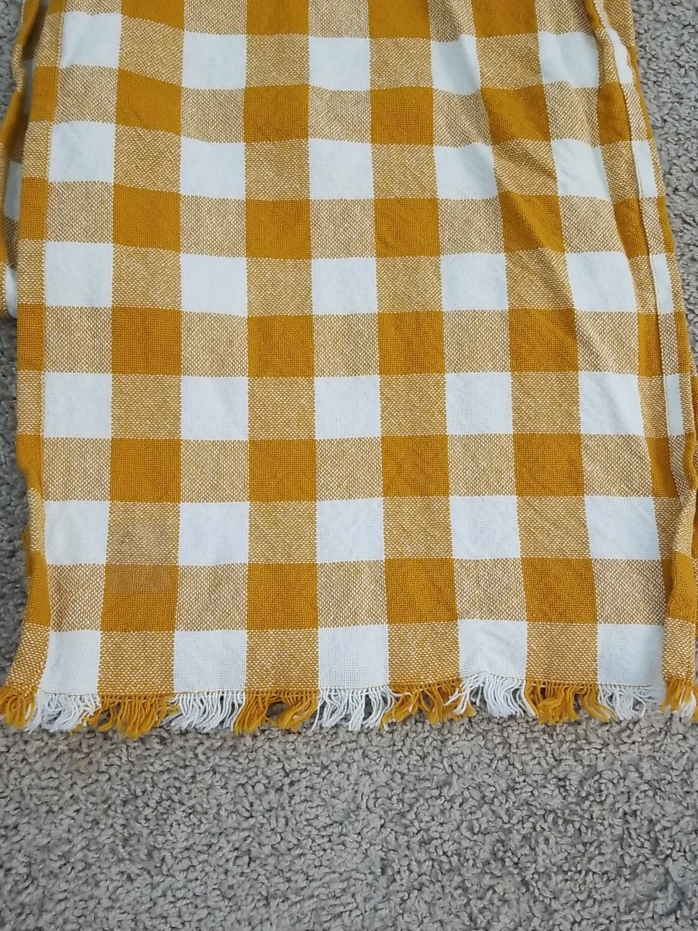 DII Heavyweight Fringed Check Table Runner, 14×108 Pumpkin Spice Shade
